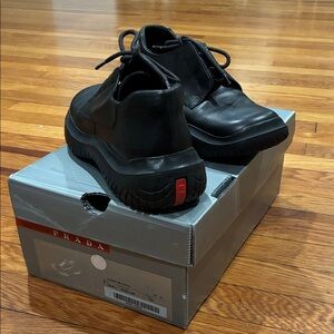Prada Men's Black Leather Sneakers